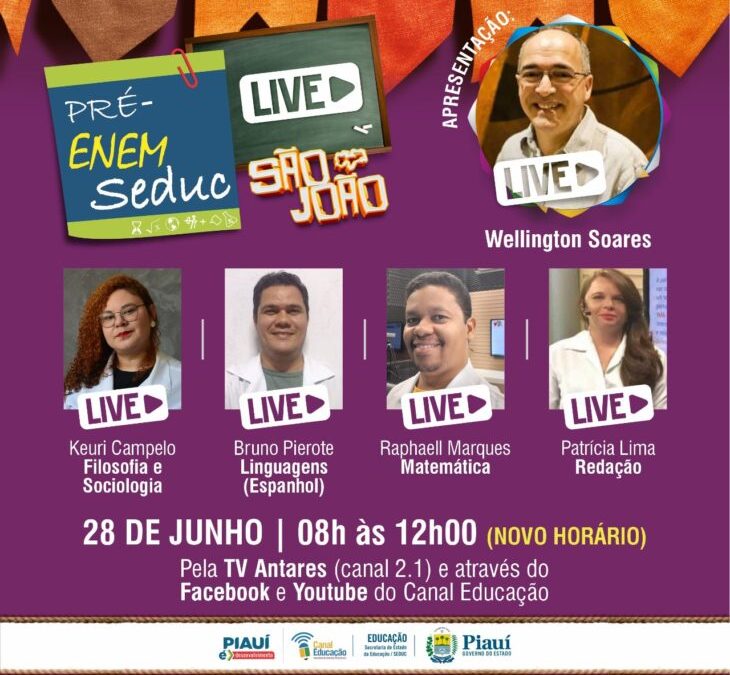 10ª revisão Pré-Enem Seduc Live homenageia São João neste domingo (28)