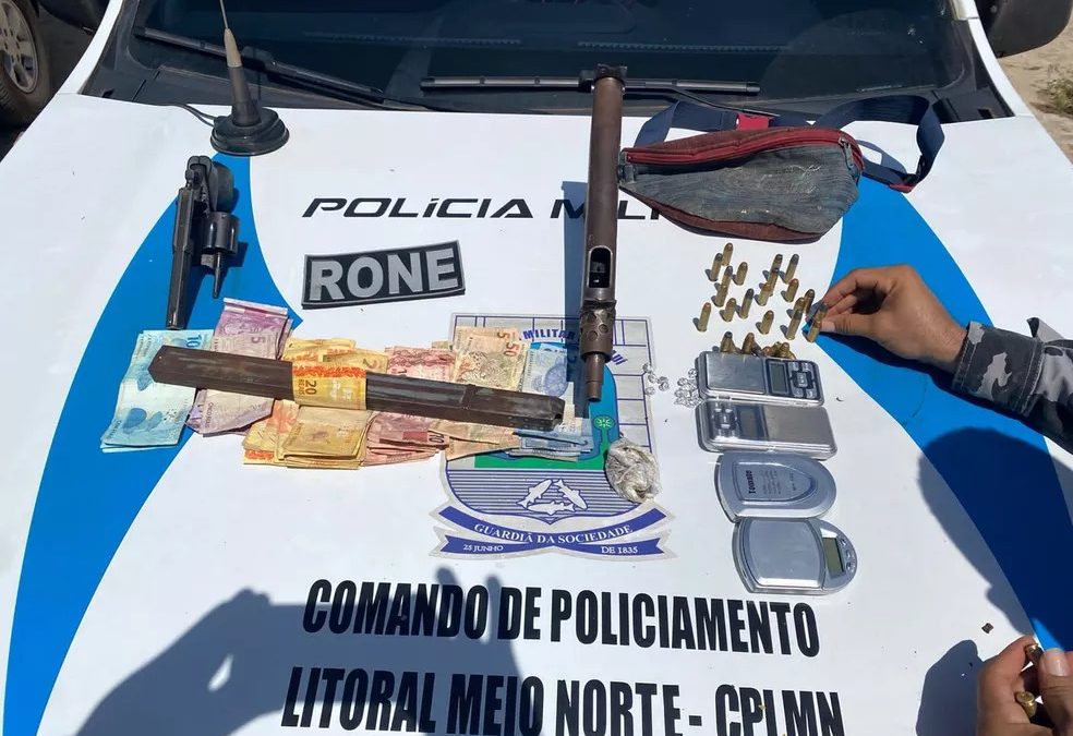 Operação em Cajueiro da Praia apreende submetralhadora, munições e drogas