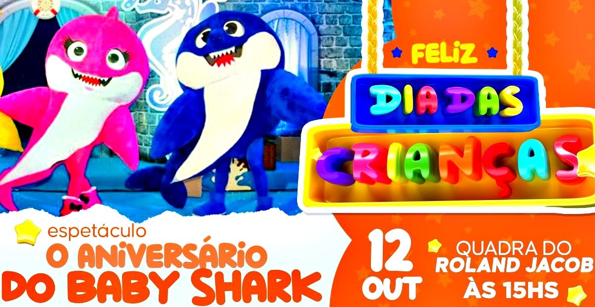 No Dia das Crianças, a Prefeitura de Parnaíba realizará programação gratuita com o show “O aniversário de Baby Shark”