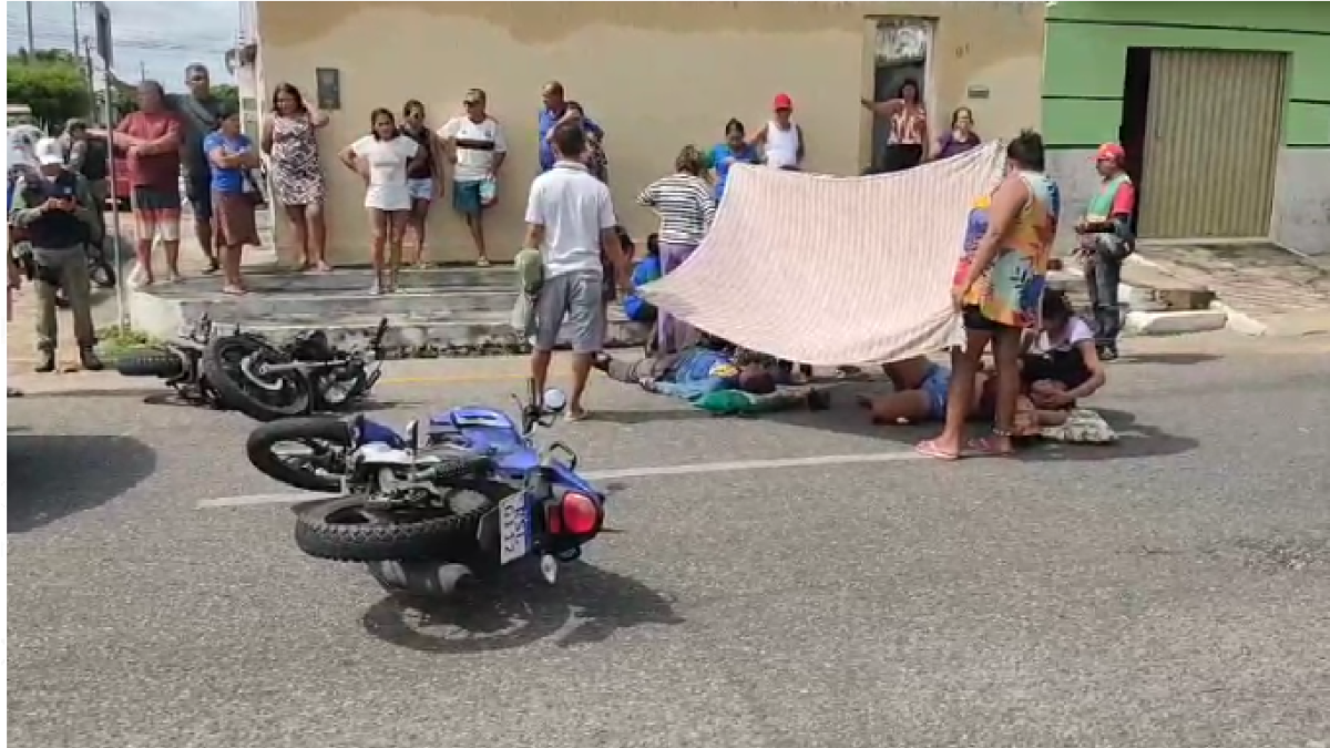 Colisão entre motos deixa três feridos no Bairro Pindorama, em Parnaíba