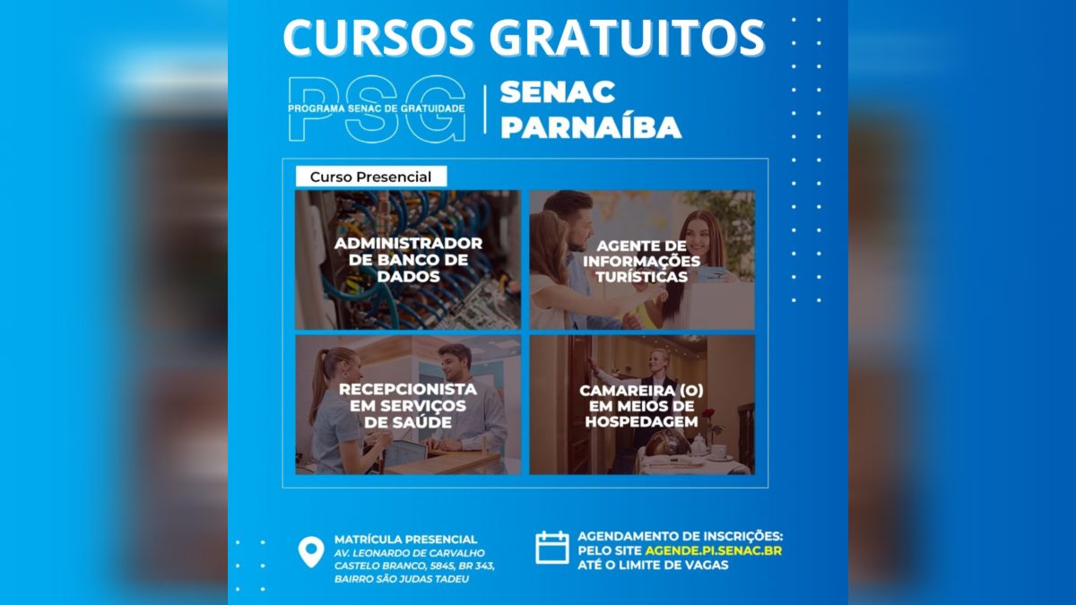 SENAC Parnaíba abre vagas para cursos gratuitos de qualificação profissional