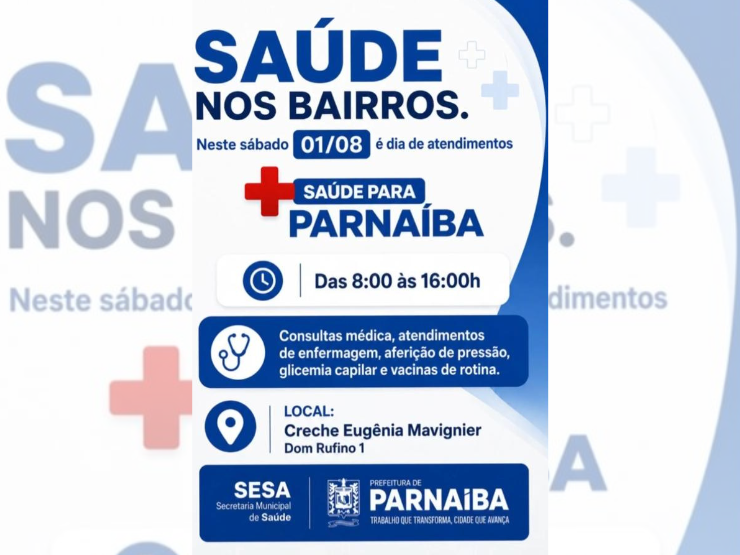 Ação “Mais Saúde nos Bairros” a bairros neste sábado 1º de agosto