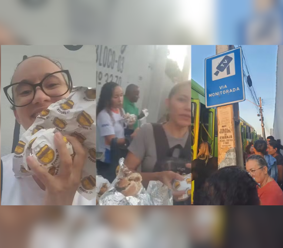 Vídeo: ônibus quebra em Teresina e passageiros recebem mini-hambúrgueres de surpresa