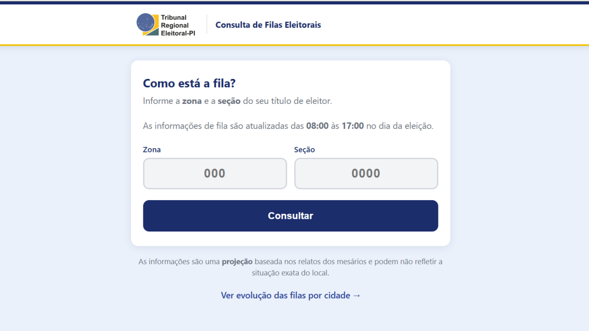 Eleitor no Piauí poderá checar tamanho da fila na seção eleitoral antes de sair de casa