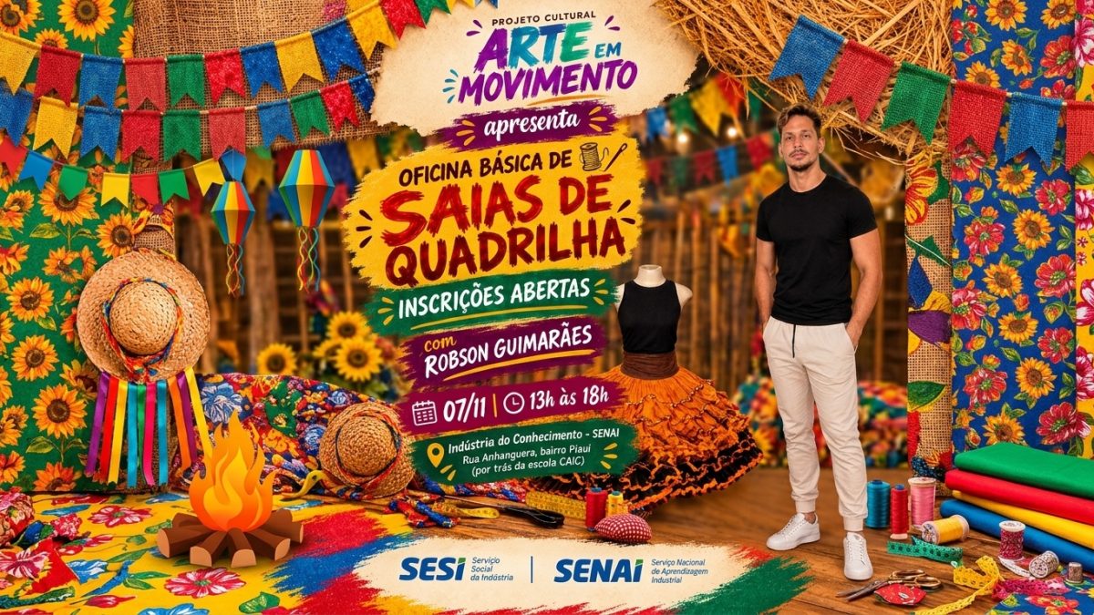 Projeto Arte em Movimento promove oficina gratuita de confecção básica de saias de quadrilha